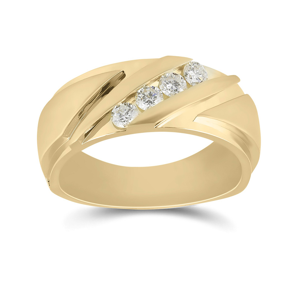 14kt Yellow Gold Mens Round Diamond Wedding Band Ring 1/2