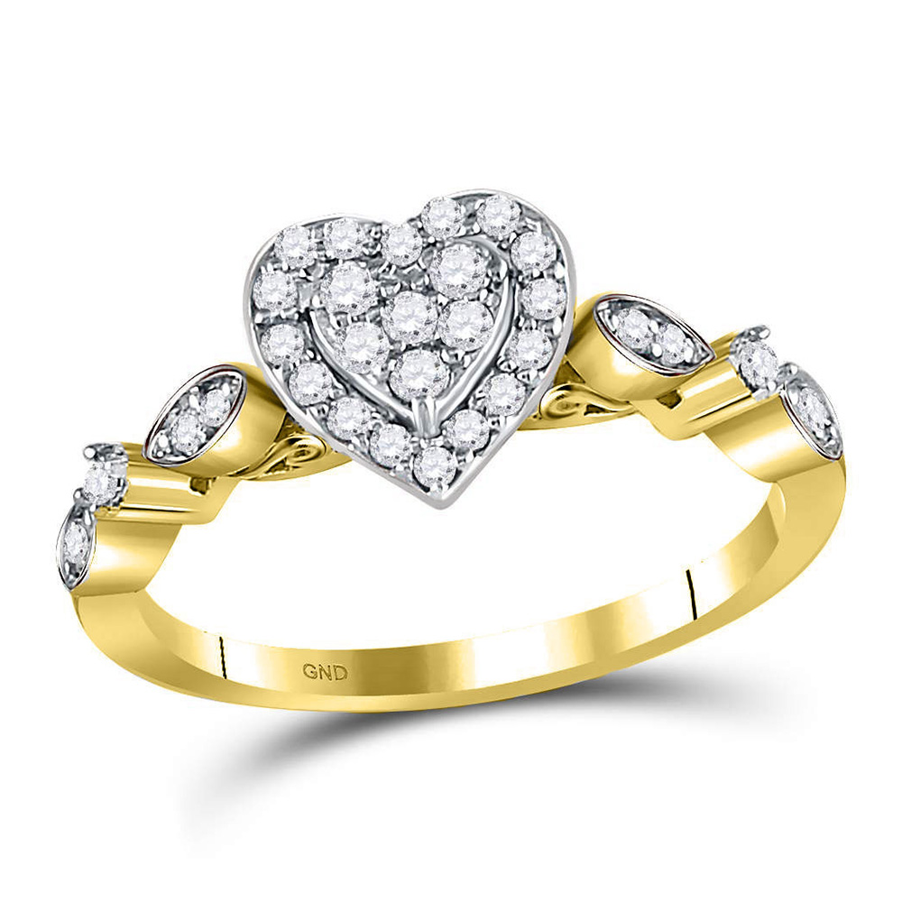 14kt Yellow Gold Womens Round Diamond Heart Cluster Ring 1/3 Cttw | eBay