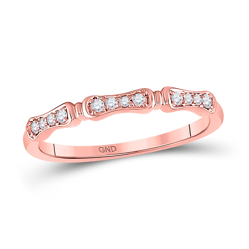 14K Rose Gold Womens Round Diamond Classic Anniversary Band Ring 1/2 Cttw