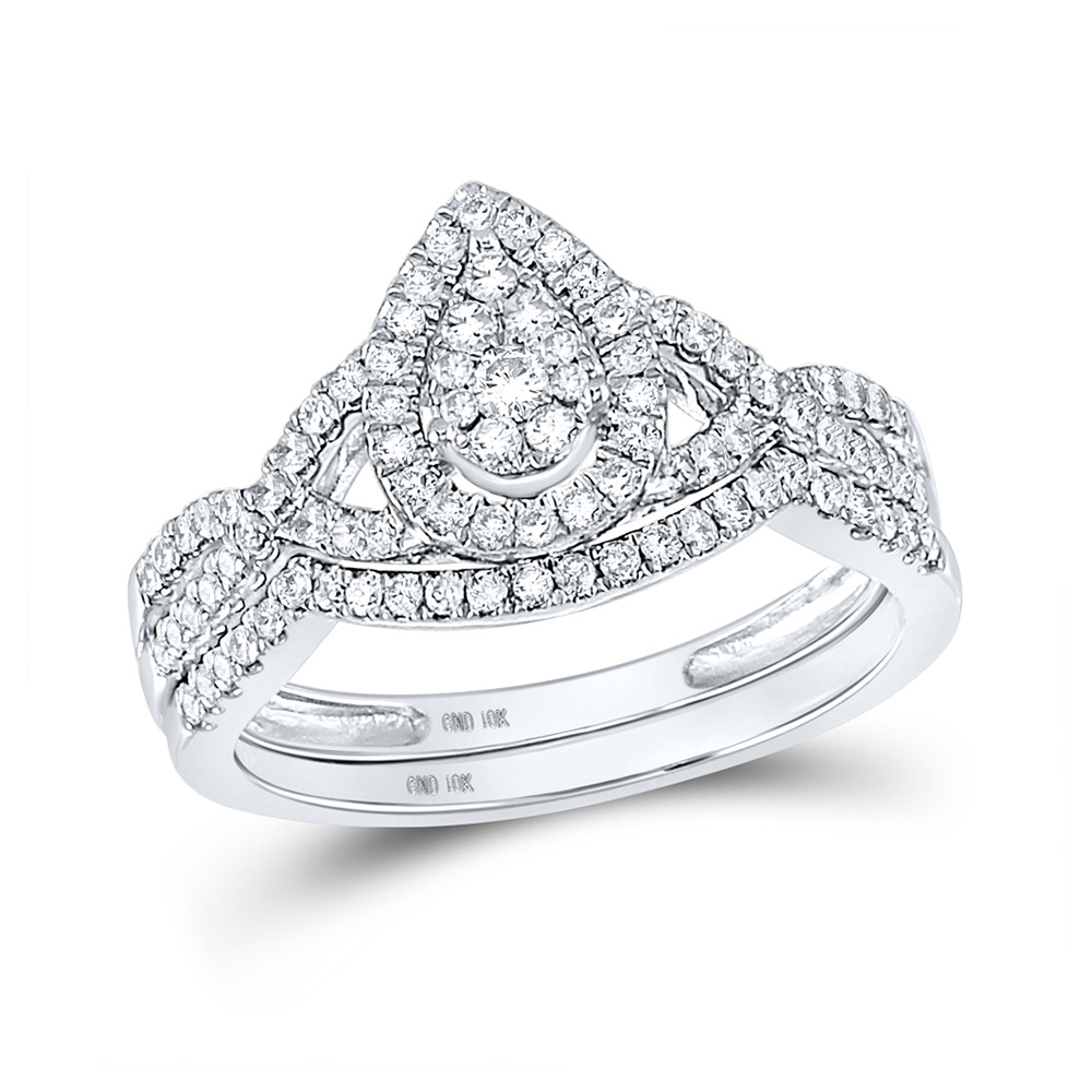 10k White Gold Diamond Teardrop Bridal Wedding Engagement