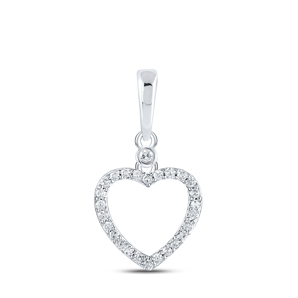 10kt White Gold Womens Round Diamond Heart Outline Pendant 1/12 Cttw | eBay