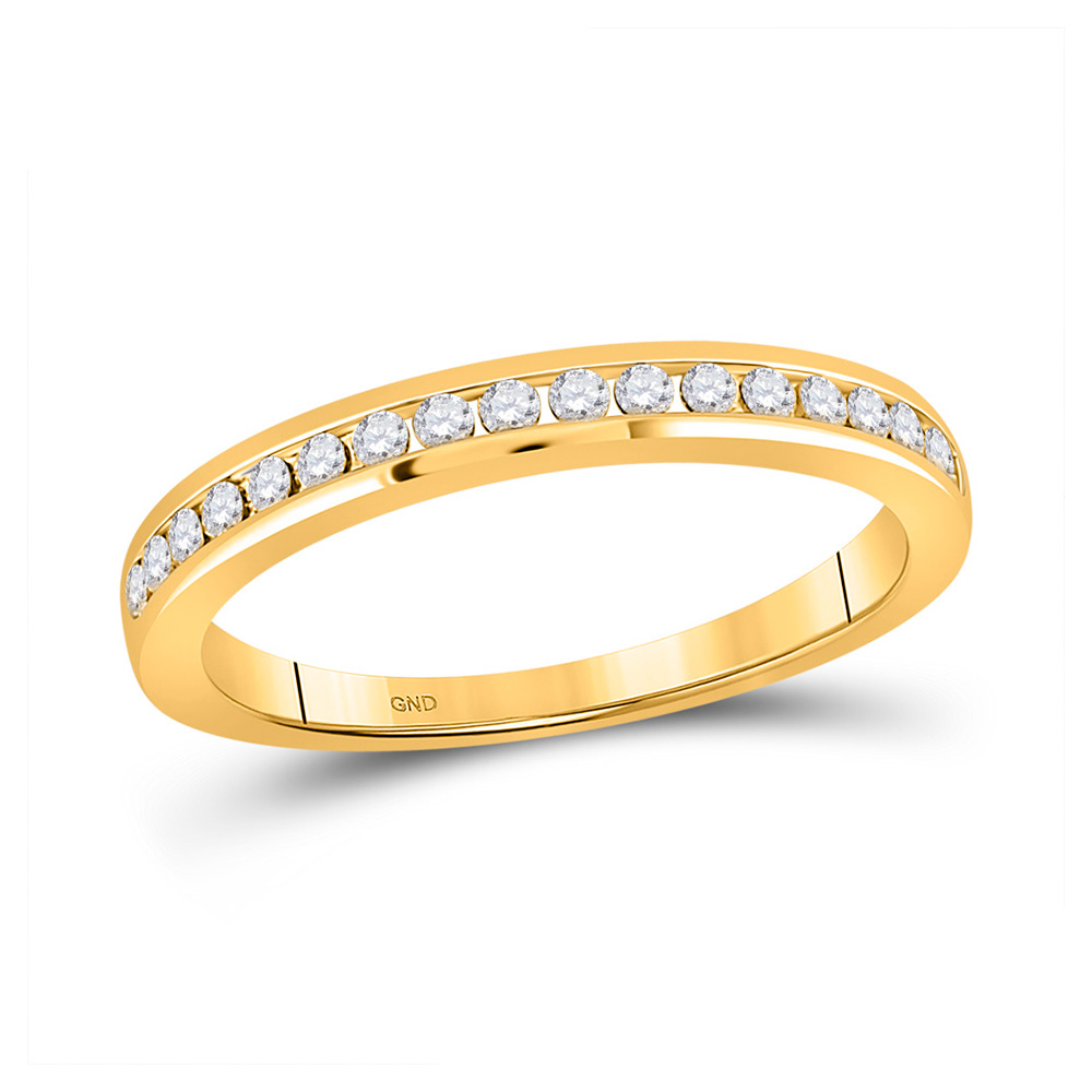 14kt Yellow Gold Womens Round Diamond Wedding Single Row Band 1/4 Cttw main product image