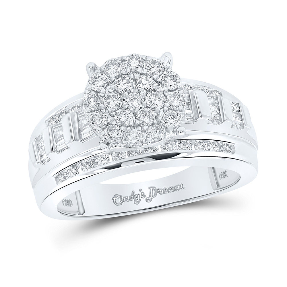 10kt White Gold Round Diamond Cluster Bridal Wedding Engagement Ring 1 Cttw - Bild 1 von 7