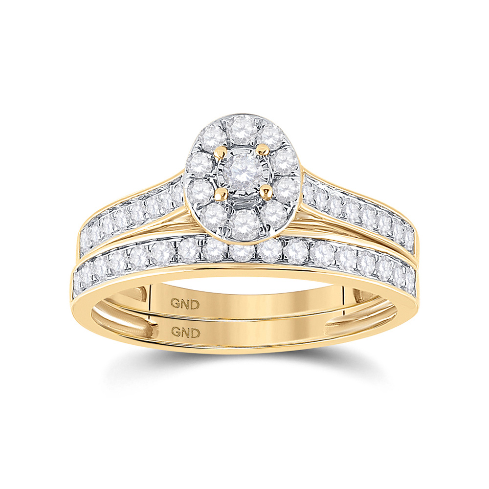 10kt Yellow Gold Round Diamond Bridal Wedding Ring Band Set 1/2 Ctw | eBay
