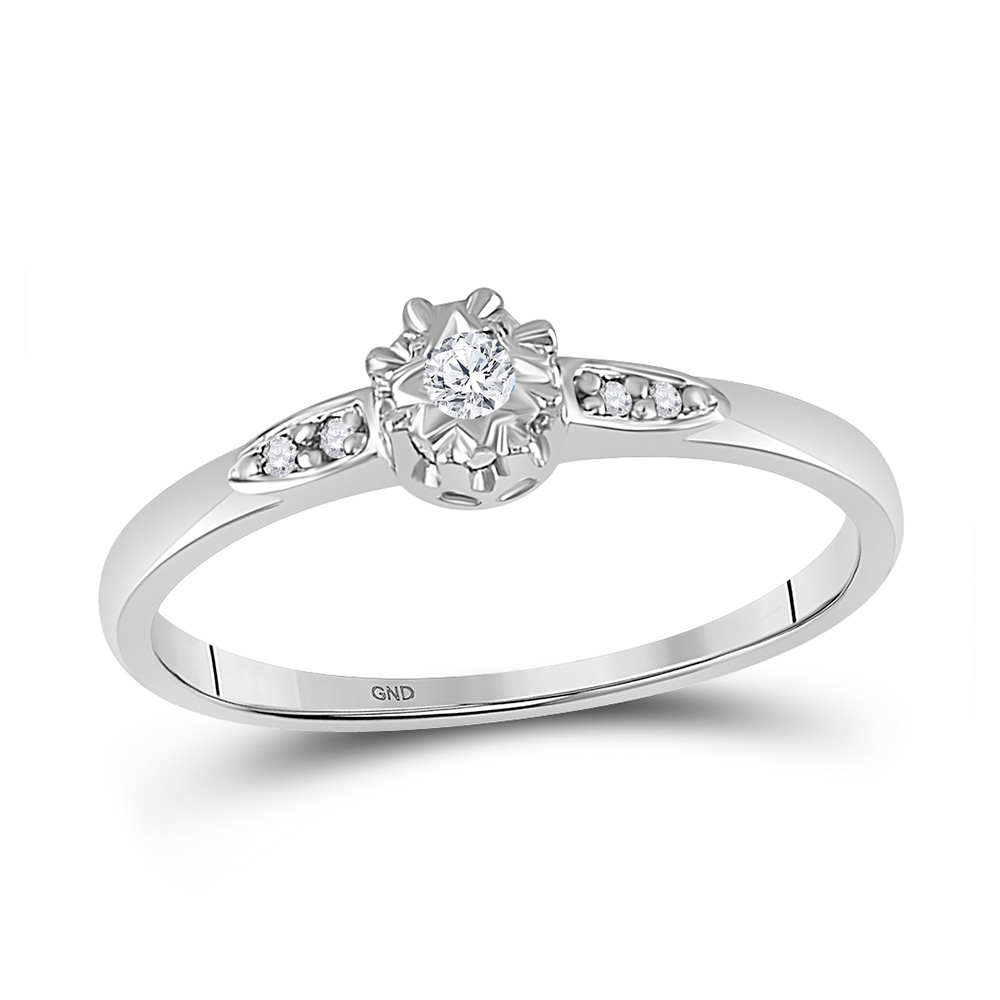 10kt White Gold Womens Round Diamond Solitaire Bridal Wedding Engagement Ring 1/20 Cttw