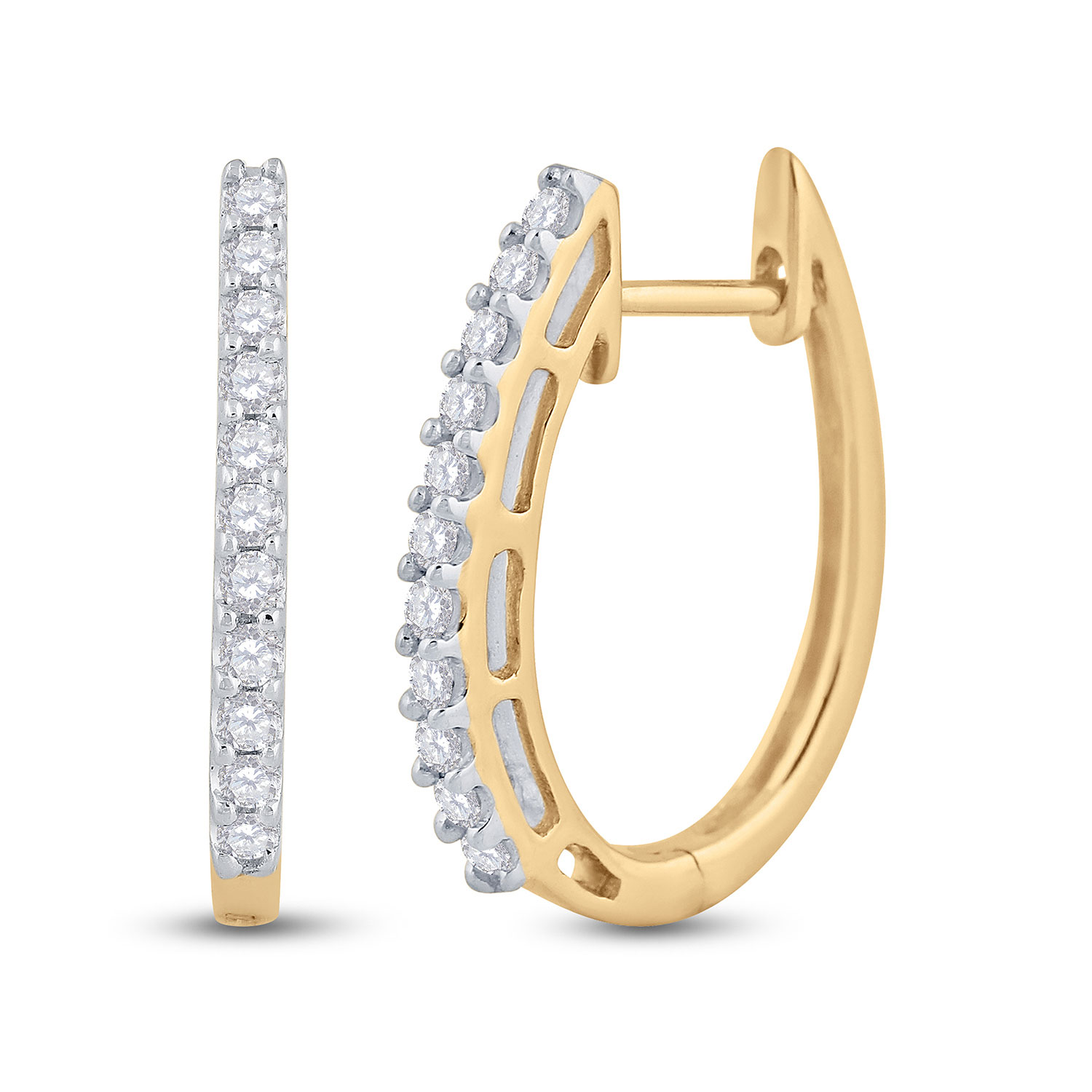 14kt Yellow Gold Round Diamond Hoop Earrings 1/4 Cttw | eBay
