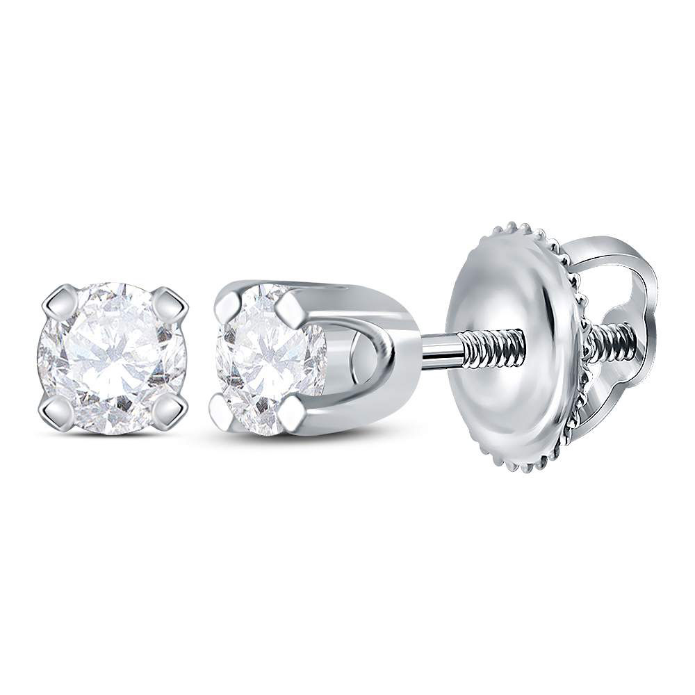 14kt White Gold Womens Round Diamond Solitaire Earrings 1/6 Cttw | eBay