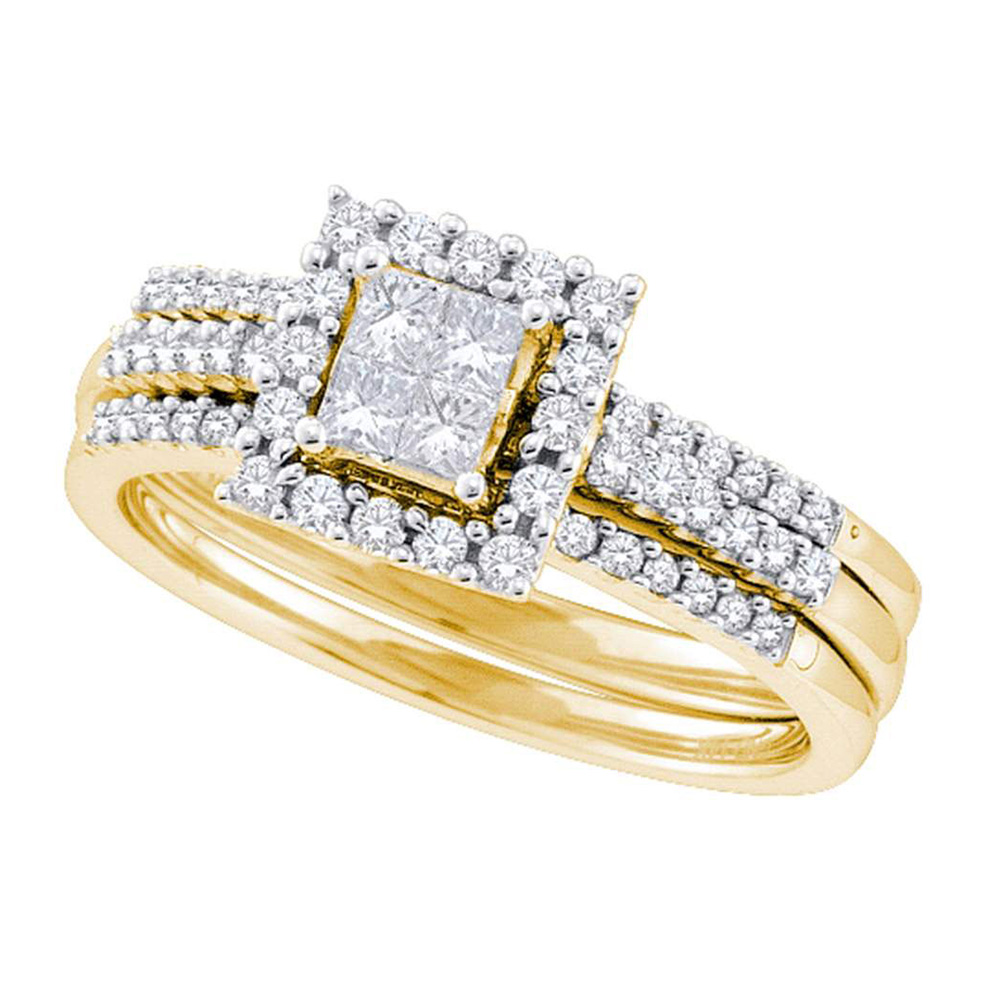14kt Yellow Gold Princess Diamond Bridal Wedding Ring Band