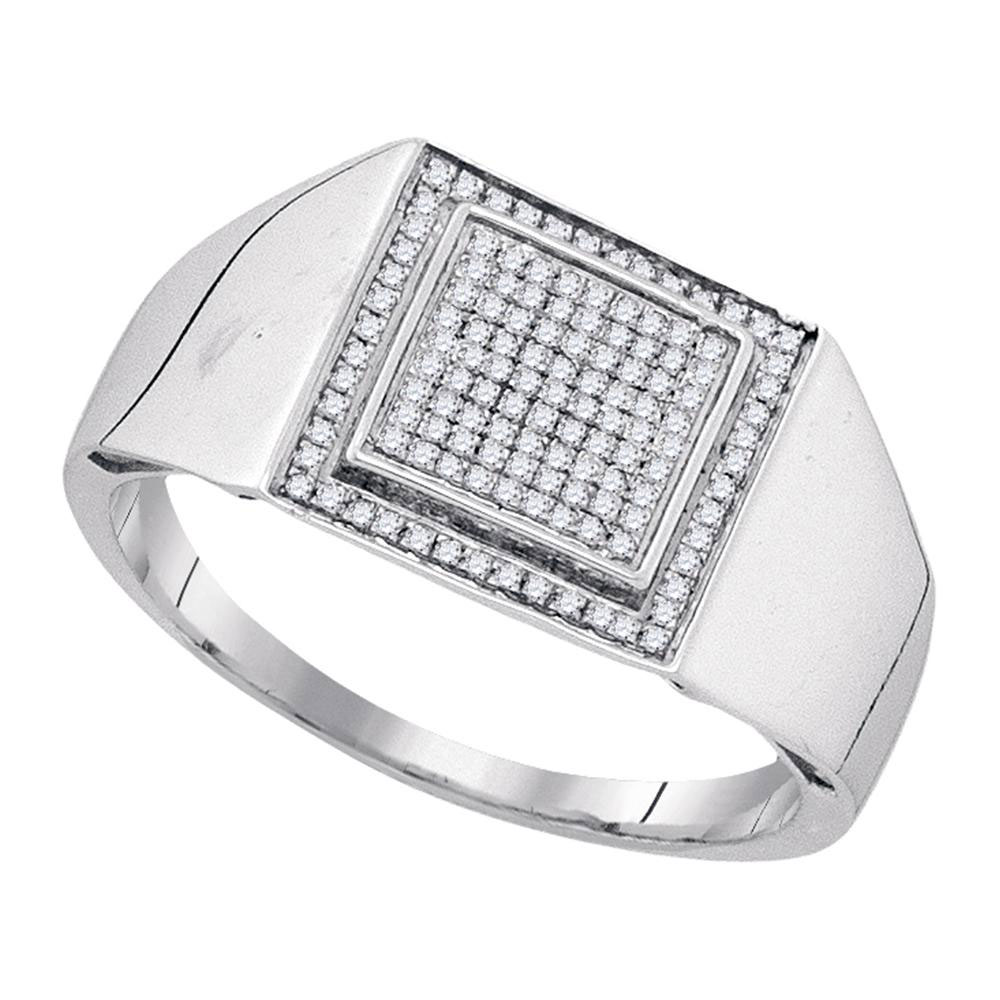 Sterling Silver Mens Round Diamond Square Frame Cluster Ring 1/4 Cttw ...