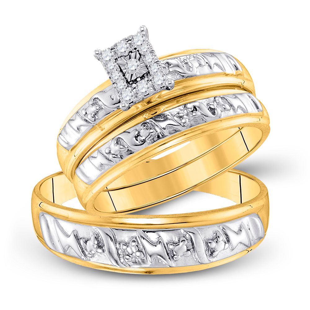 10kt Yellow Gold His Her Round Diamond Matching Bridal