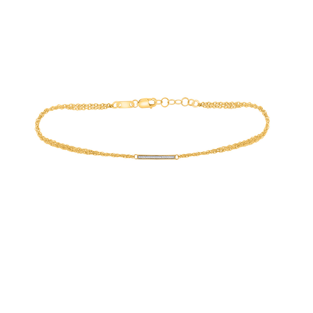 10kt Yellow Gold Womens Round Diamond Single Row Bar Fashion Bracelet 1/20 Cttw