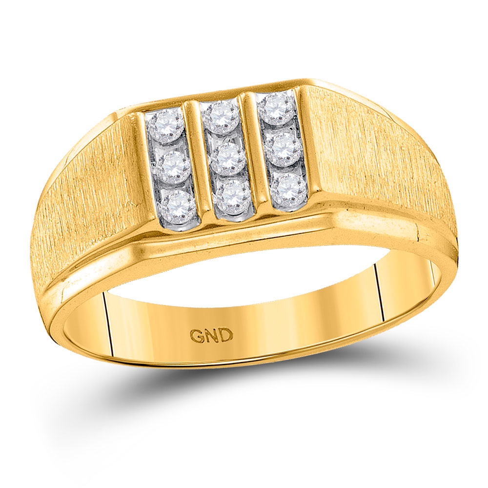 10kt Yellow Gold Mens Round Diamond Cluster Ring 1/4 Cttw | eBay