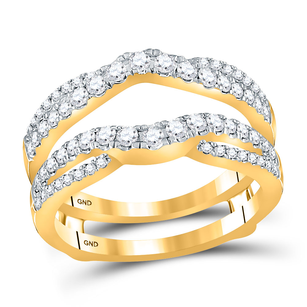 14kt Yellow Gold Womens Round Diamond Wedding Wrap Ring Guard Enhancer