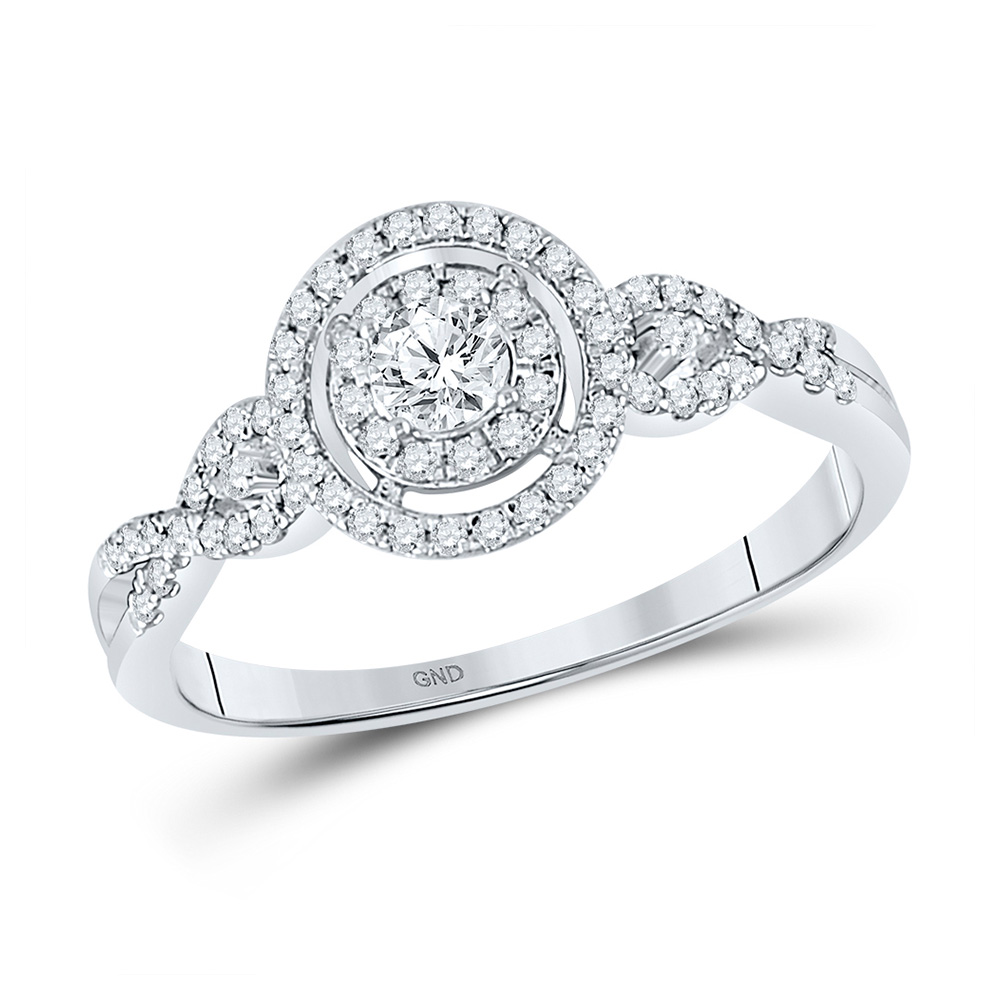 10kt White Gold Round Diamond Solitaire Bridal Wedding Engagement Ring 3/8 Cttw