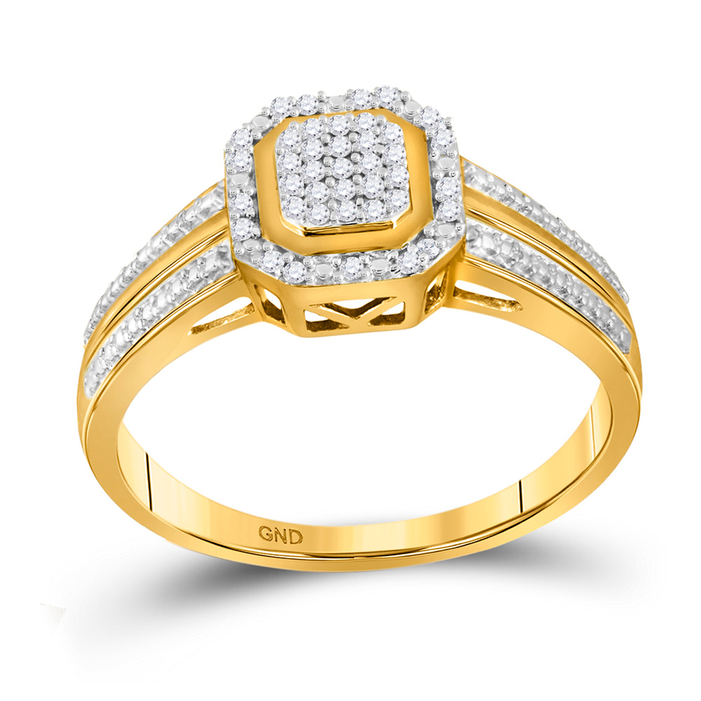 10kt Yellow Gold Round Diamond Square Cluster Bridal Wedding Engagement Ring | eBay