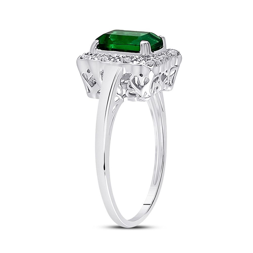 10k White Gold Emerald LabCreated Emerald Solitaire Fashion Ring 14/5